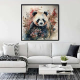 Malen nach Zahlen - Flauschiger Pandabär Wandkunst in modernem Wohnzimmer, entspannende Wirkung, DIY Malen nach Zahlen Kit