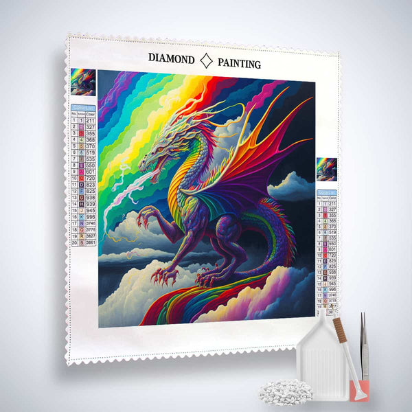 Diamond Painting - Mystische Schwingen Kit with Rainbow Dragon Design, Acrylic Diamonds, Tools Included