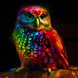 Colorful owl at night painting by numbers, vibrant and relaxing art.