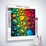 AB Diamond Painting - Bunte Regentropfen Part 2 Kit with vibrant acrylic diamonds, professional canvas, tweezers, and stylus for artistic creation.
