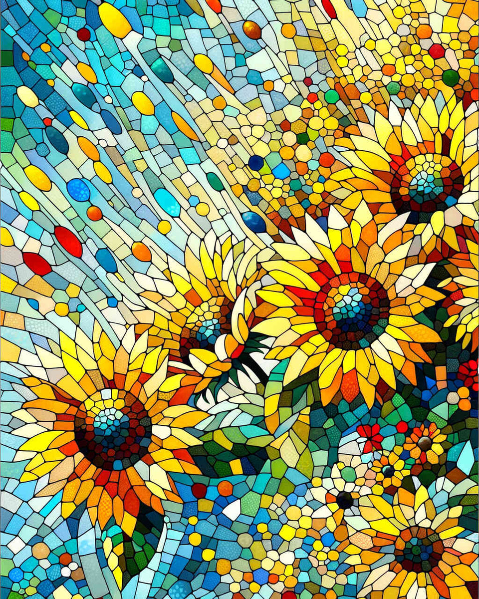 Malen nach Zahlen - Sonnenblumen Mosaik