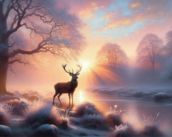 Malen nach Zahlen - Hirsch im Morgengrau