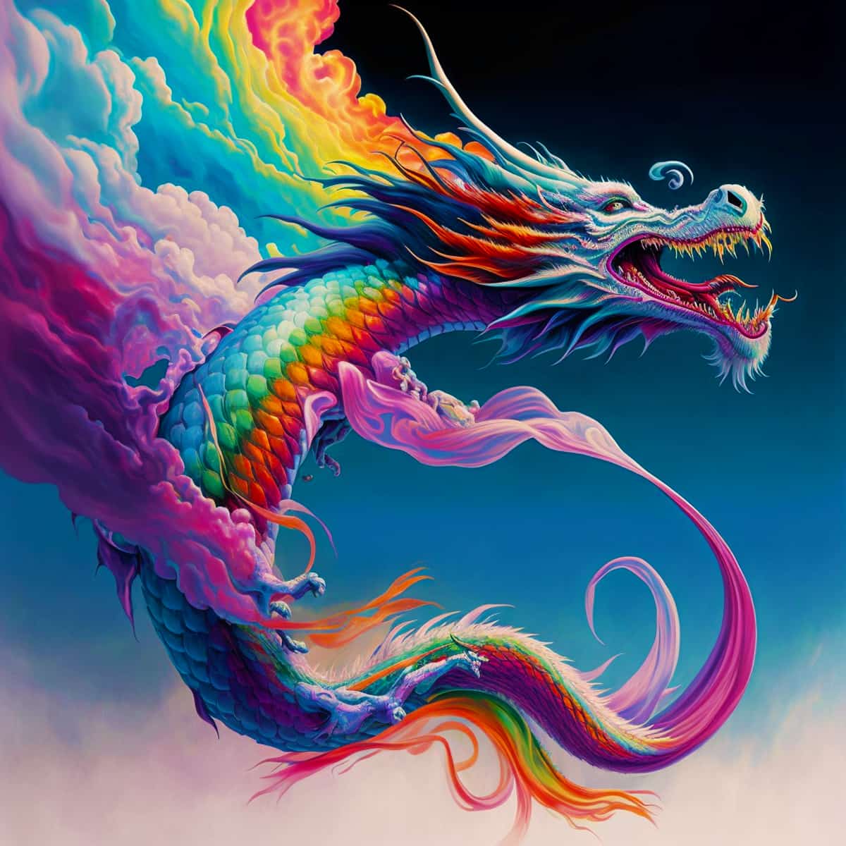 Dragon-themed diamond painting kit featuring a vibrant and colorful dragon in a dynamic pose on a professional canvas.