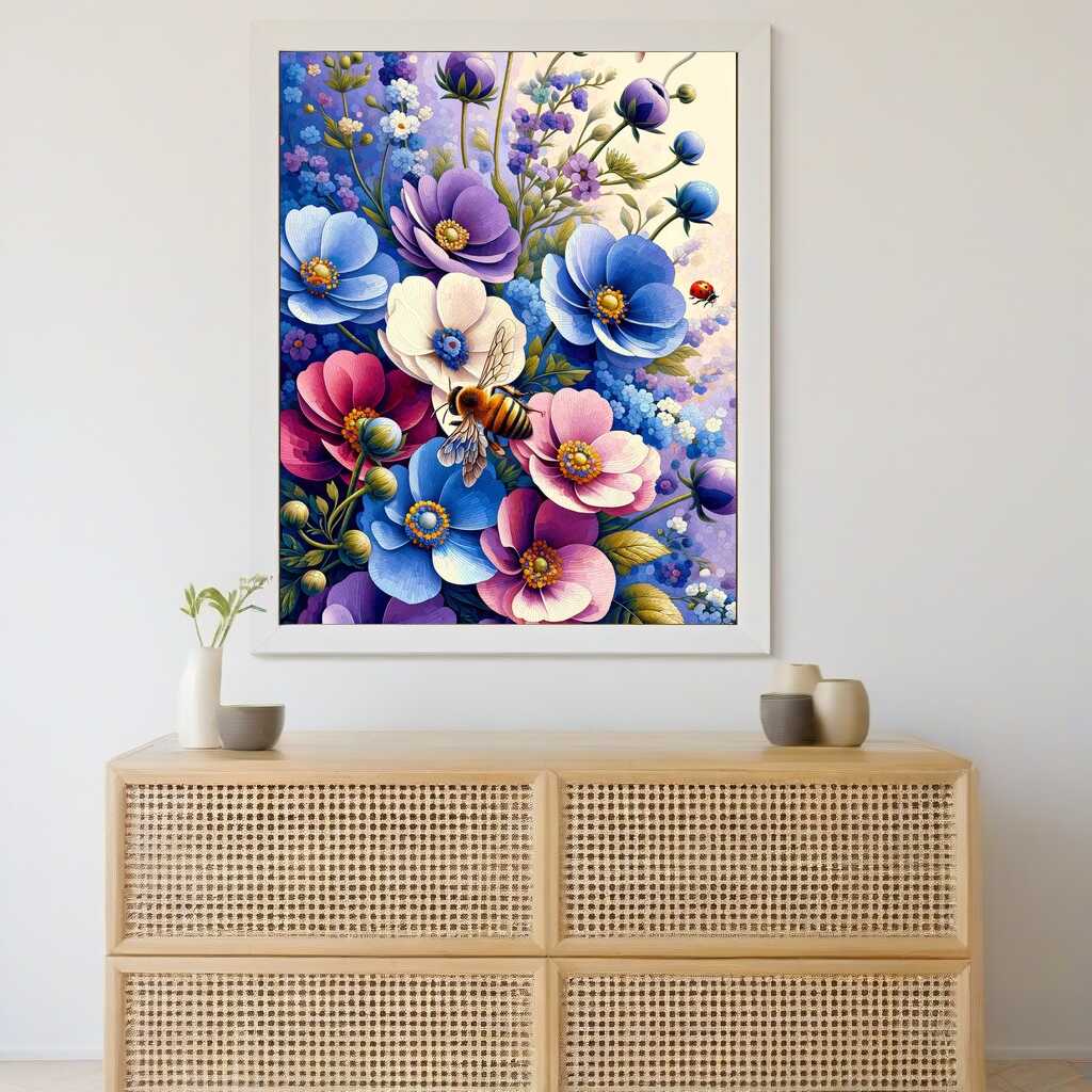 Malen nach Zahlen - Blumen und Hummel