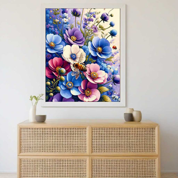 Malen nach Zahlen - Blumen und Hummel