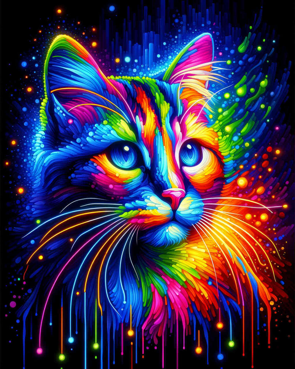 Malen nach Zahlen - Neonkatze
