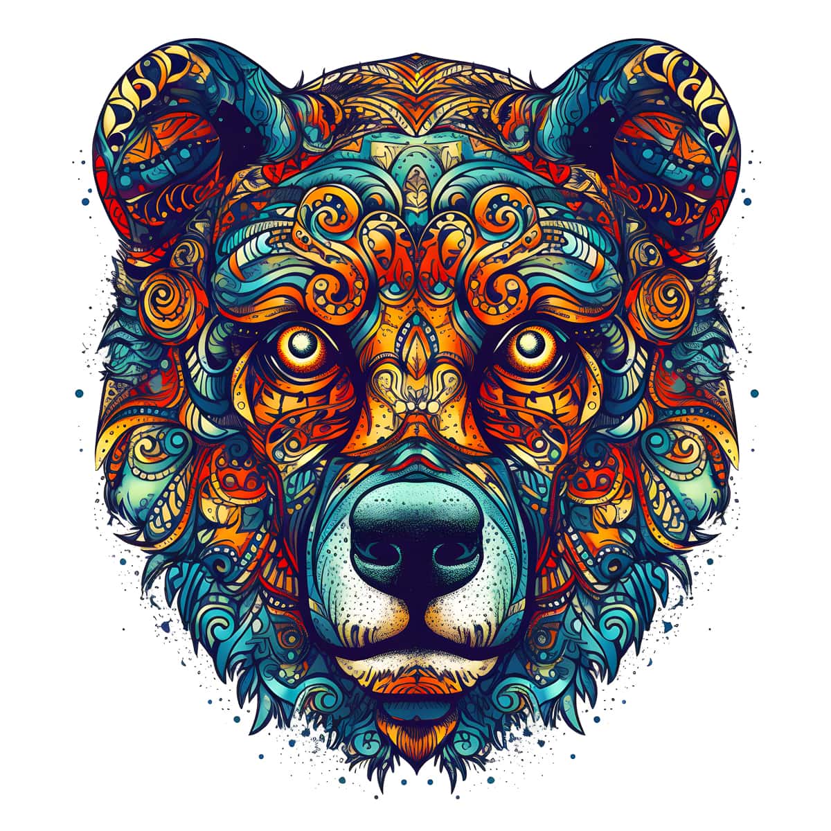 Diamond Painting Kit with Bear Design - Frontal View - Includes Art Canvas, Acrylic Diamonds, Tweezers, and Professional Setzstift