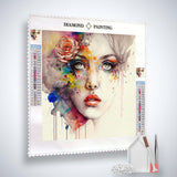 Diamond Painting Kit - Charmantes Lächeln Motiv auf Profi-Leinwand mit veredelten Acryl Diamonds und Zubehörset für kreative Kunst.