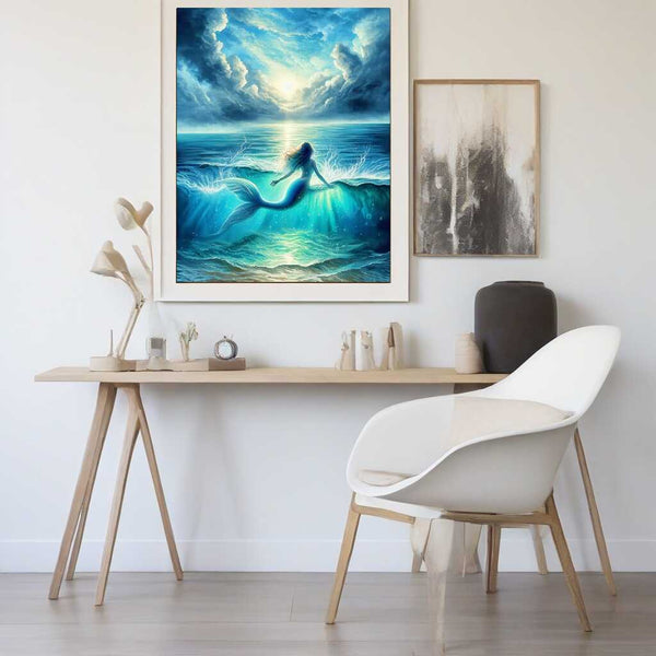 Meerjungfrau in Blau – Malen nach Zahlen