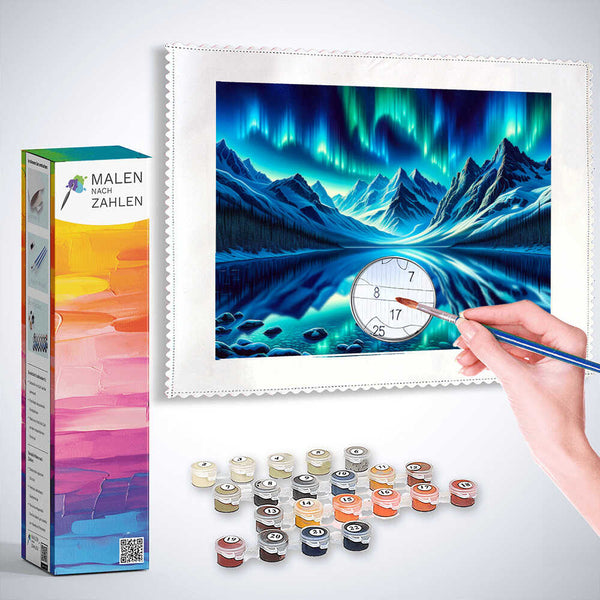 Malen nach Zahlen - Polarlicht Berge