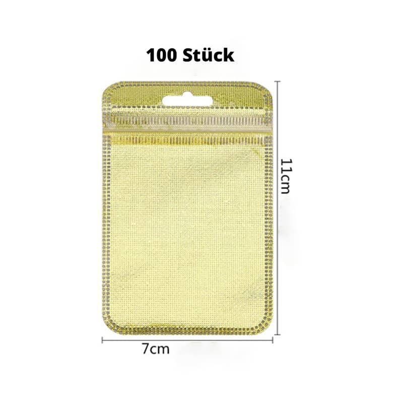 Goldene Aufbewahrungstaschen 100 Stück für Diamond Painting, 7x11cm
