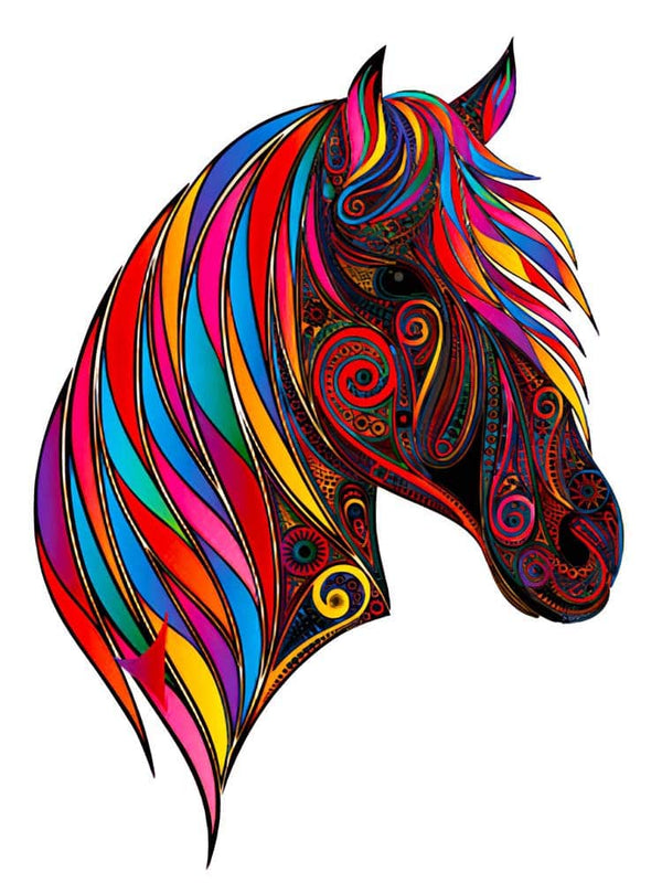Holzpuzzle - Pferd, Regenbogenmähne - hochwertige Leinwand - holzpuzzle