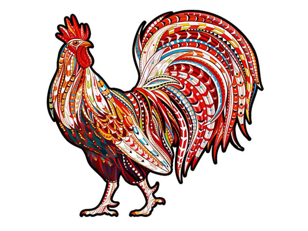 Holzpuzzle - Prächtiger Hahn - hochwertige Leinwand - holzpuzzle