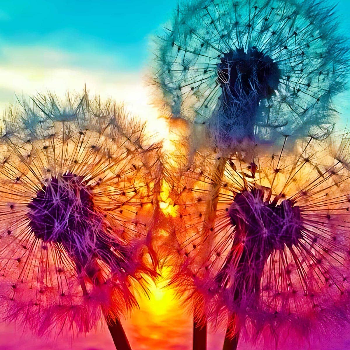 Malen nach Zahlen - Pusteblumen am Seeufer - hochwertige Leinwand - bestseller, blumen, neue_bilder, pusteblume, quadratisch, startbestseller