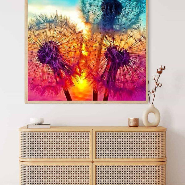 Malen nach Zahlen - Pusteblumen am Seeufer - hochwertige Leinwand - bestseller, blumen, neue_bilder, pusteblume, quadratisch, startbestseller