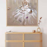 Malen nach Zahlen - Frau mit weißem Kleid, Schmetterlinge und Blumen - hochwertige Leinwand - menschen, neue_bilder, quadratisch, schmetterling