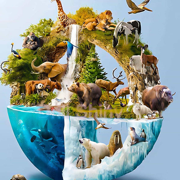 Malen nach Zahlen - Welt der Tiere - hochwertige Leinwand - bestseller, neue_bilder, quadratisch, tiere, welt