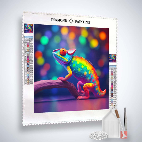 AB Diamond Painting Regenbogen Chamäleon - bunte funkelnde Kunstform für Künstler und Bastler mit Malerei und Mosaiktechniken