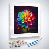 Paint by Numbers Rainbow Flower Kit with Paints and Brushes