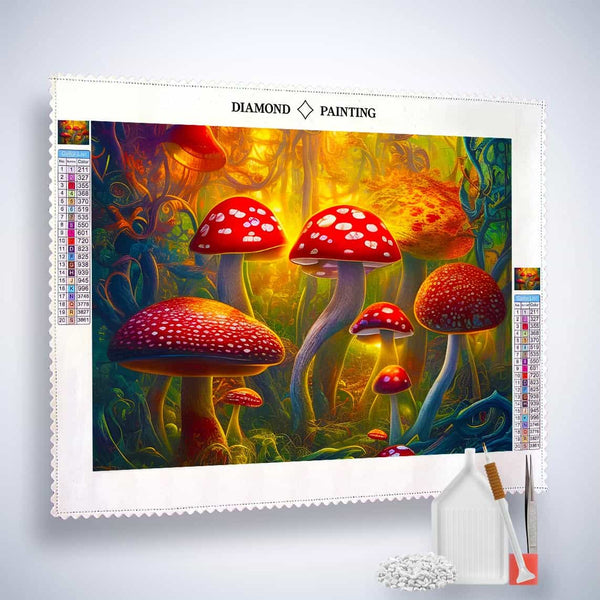 Diamond Painting Fliegenpilzfamilie Komplettset mit allem Zubehör für hochwertiges Pilzdesign, Trusted Shops zertifiziert, sicheres Bezahlen