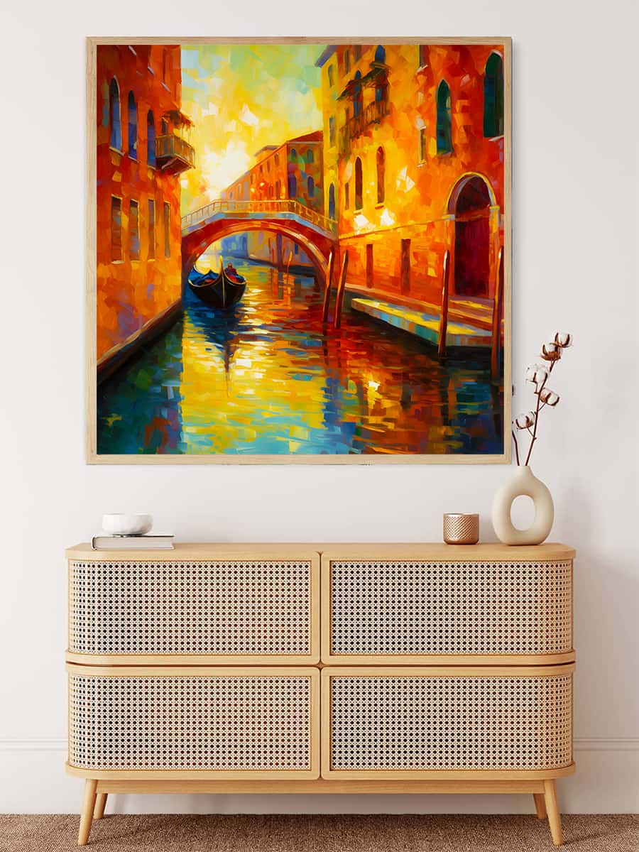 AB Diamond Painting - Venedig Brücke in der Sonne, funkelndes Bild an Wand, inspiriert von Malerei und Mosaiktechniken