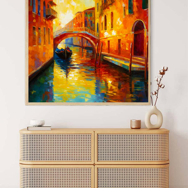AB Diamond Painting - Venedig Brücke in der Sonne, funkelndes Bild an Wand, inspiriert von Malerei und Mosaiktechniken