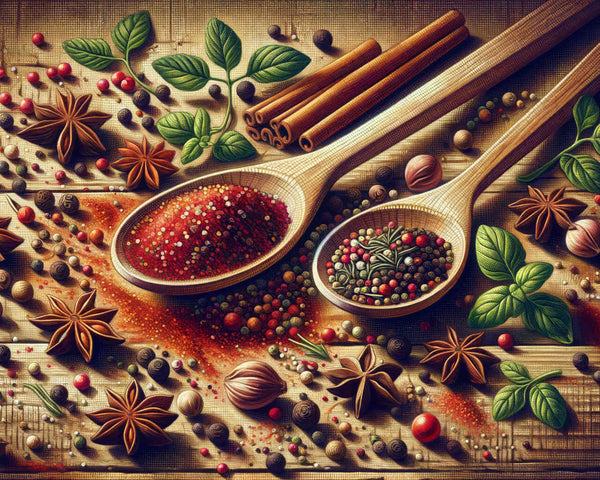 Malen nach Zahlen - Kochlöffel mit Gewürzen der Küche