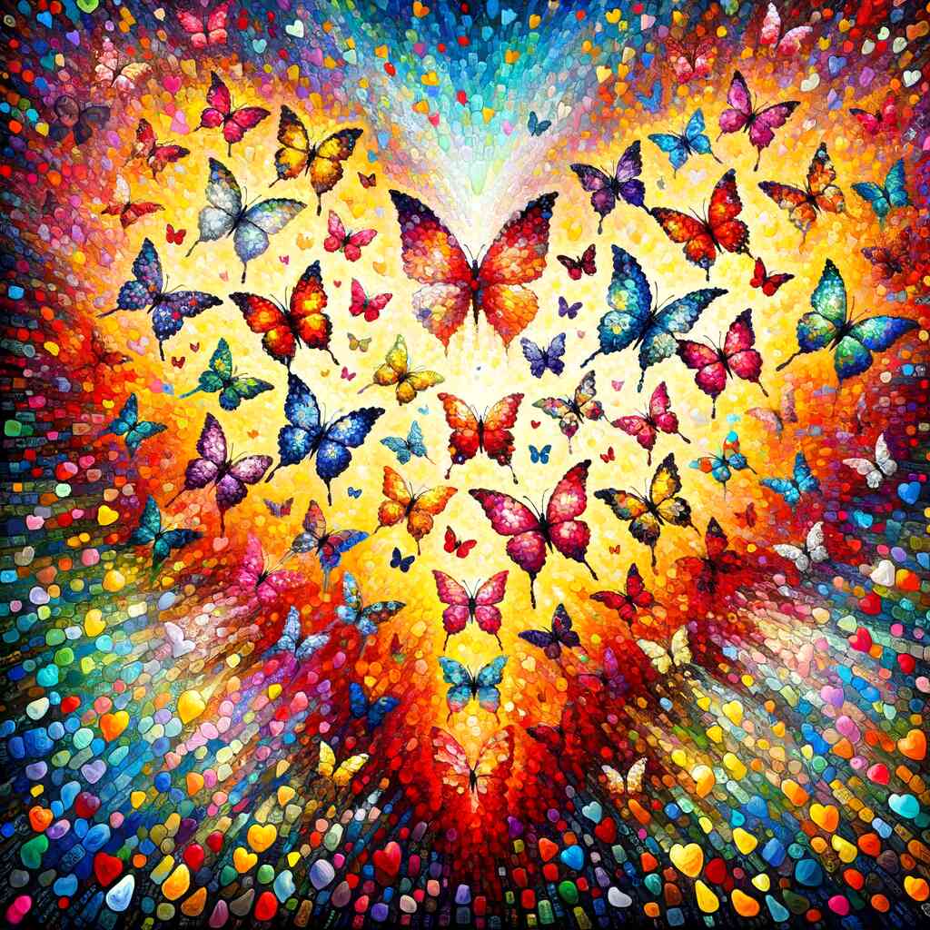 Malen nach Zahlen - Schmetterling Herz abstrakt