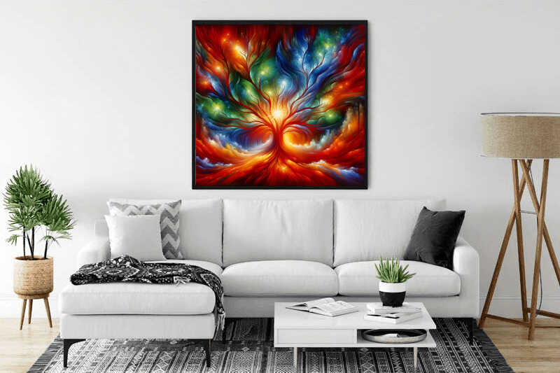 Malen nach Zahlen - Abstrakter Baum mit Licht des Lebens