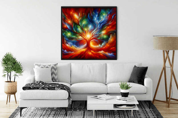 Malen nach Zahlen - Abstrakter Baum mit Licht des Lebens