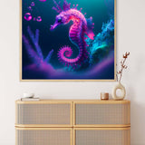 Malen nach Zahlen - Lila Seepferdchen Wandkunst, entspannendes DIY-Malset für Erwachsene, wohnzimmer wanddekoration, illustratives Seepferdchenbild