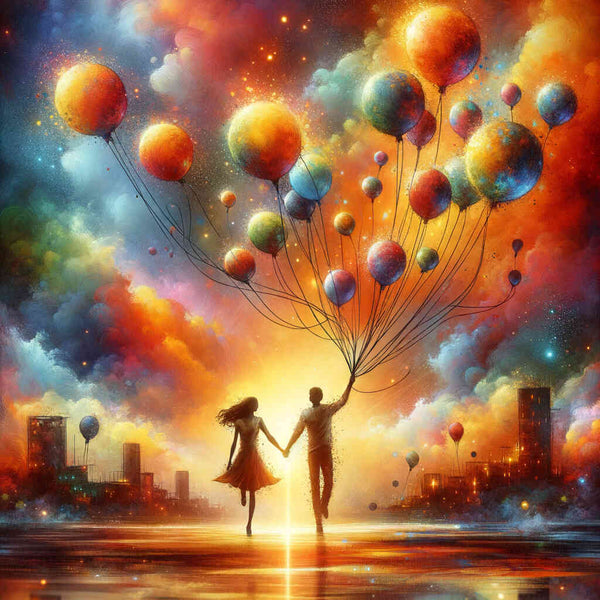 Hand in Hand, Ballons - Malen nach Zahlen