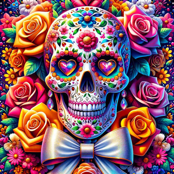 Malen nach Zahlen - Totenkopf mit Schleife