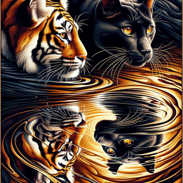 Malen nach Zahlen - Tiger und Panther, Spiegelbilder