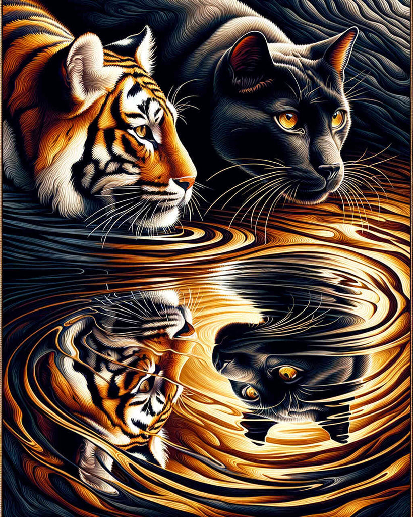 Malen nach Zahlen - Tiger und Panther, Spiegelbilder
