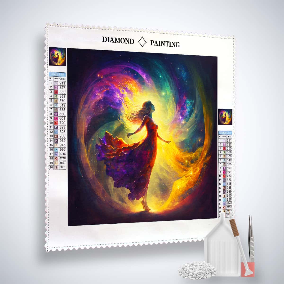 Diamond Painting Kreisrunde Lichtspiele Kit - Includes Canvas, Acrylic Diamonds, Tweezers, and Setting Pen - Sparkling Art