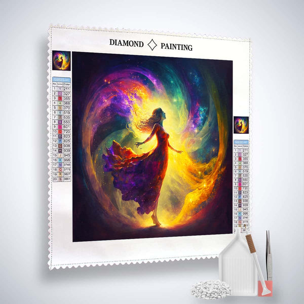Diamond Painting Kreisrunde Lichtspiele Kit - Includes Canvas, Acrylic Diamonds, Tweezers, and Setting Pen - Sparkling Art