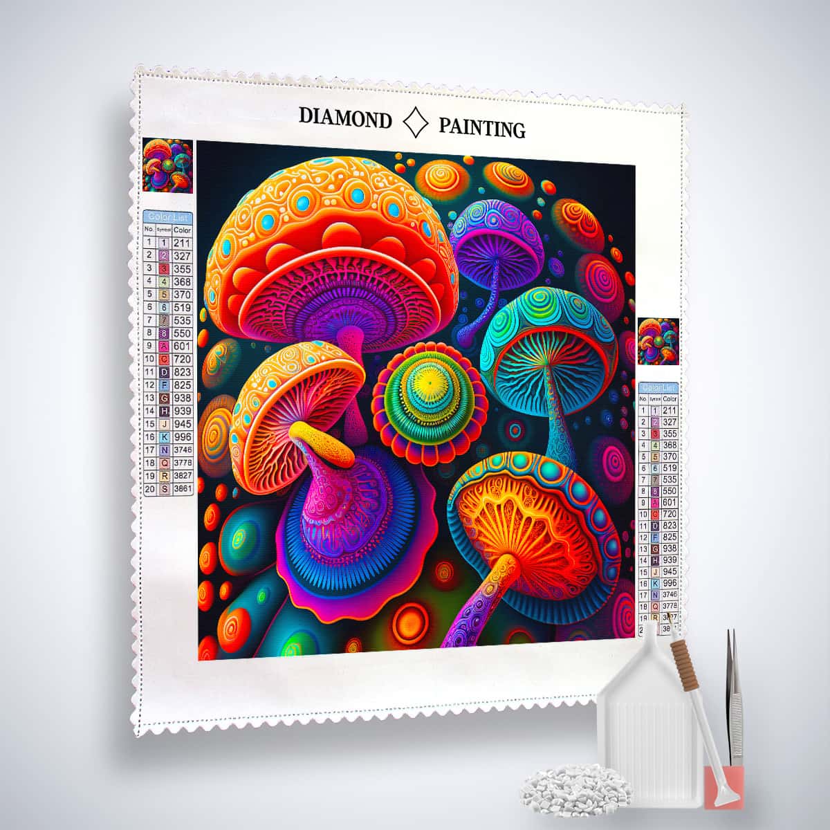 AB Diamond Painting Zauberpilze Abstrakt Kit - Colorful Mushroom Design with Acrylic Diamonds and Toolkit