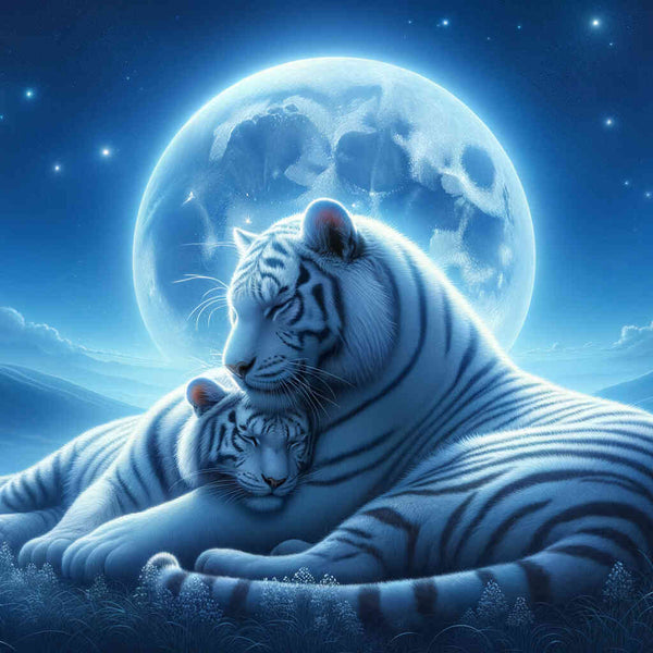 Malen nach Zahlen - Schmusende weiße Tiger