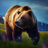 Diamond Painting Kit - Running Bear in a Lush Meadow