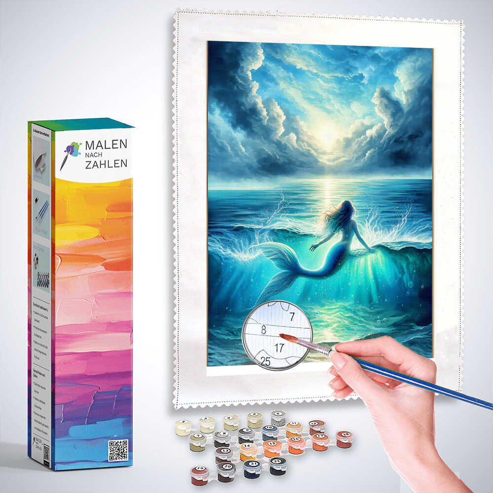 Meerjungfrau in Blau – Malen nach Zahlen