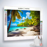 Diamond painting kit with stunning beach scene and acrylic diamonds