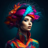 Abstract black hairstyle diamond painting featuring vibrant colors and intricate details