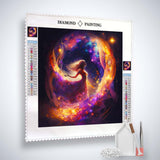 Diamond Painting Kit - Frau im Kreis with Acrylic Diamonds, Professional Canvas, Fine Tweezers, and Setting Pen