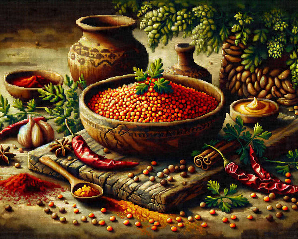 Malen nach Zahlen - Linsengericht und Gewürze