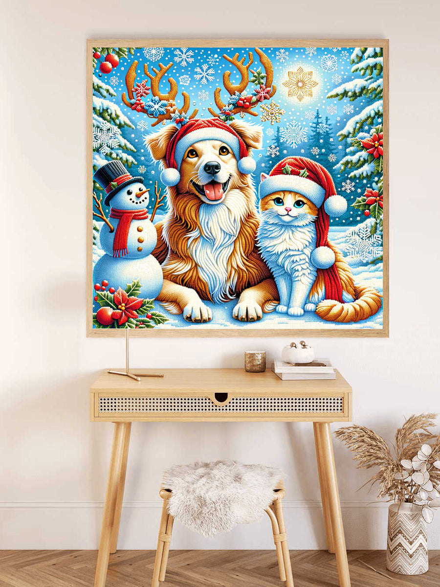 Malen nach Zahlen - Hund und Katze Winter