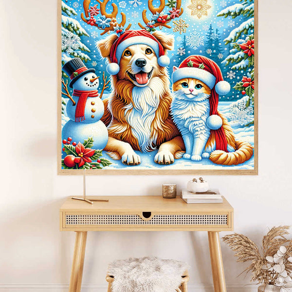 Malen nach Zahlen - Hund und Katze Winter