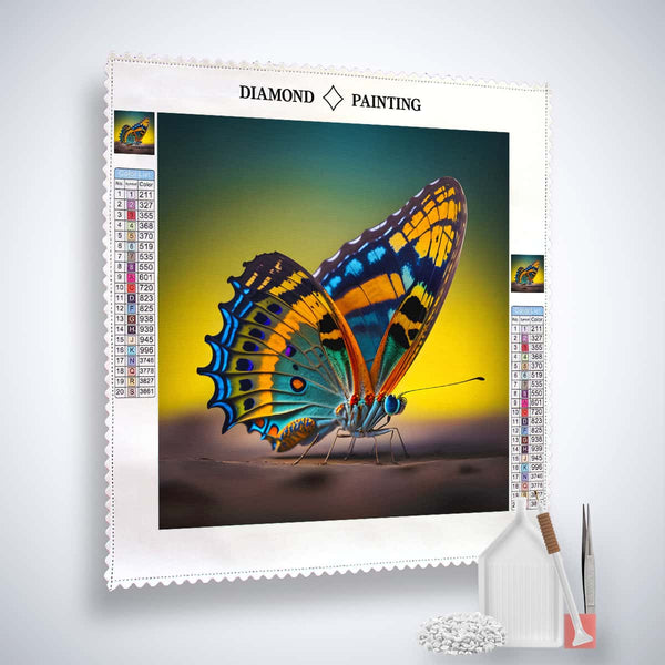 AB Diamond Painting - Schmetterling auf Ast Kit with Profi-Leinwand, Acryl Diamonds, Künstler-Pinzette, Setzstift, and Flächensetzer