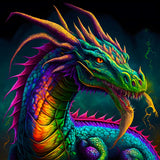 AB Diamond Painting - Japanischer Drache - leuchtendes Kunstmotiv eines prächtigen, mehrfarbigen Drachens für Diamond Painting Enthusiasten.