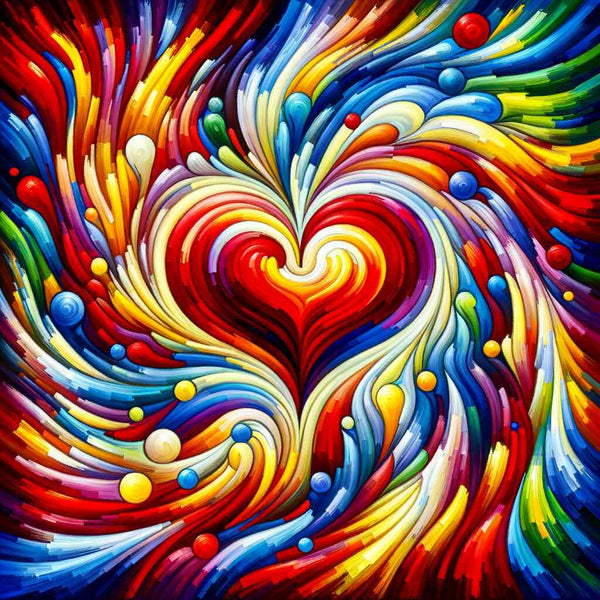 Malen nach Zahlen - Herzen bunt und abstrakt